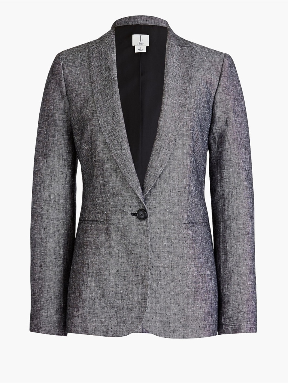J Crew Factory 100% Linen One-Button Blazer Black Size 4 Classic Preppy Academia